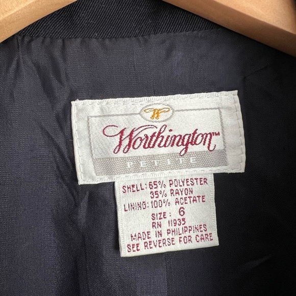 Vintage Worthington Blazer Navy Professional Suit Jacket Petite Size 6 Women - Picture 4 of 4